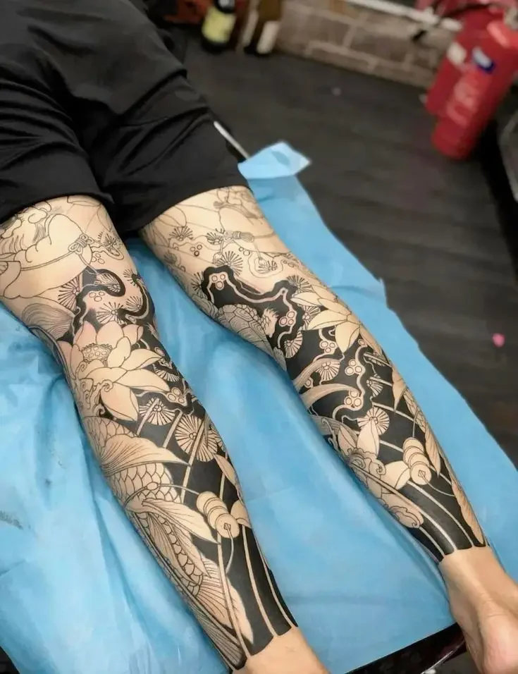 tattoo designs mẫu vẽ hình xăm full chân nhật cổ