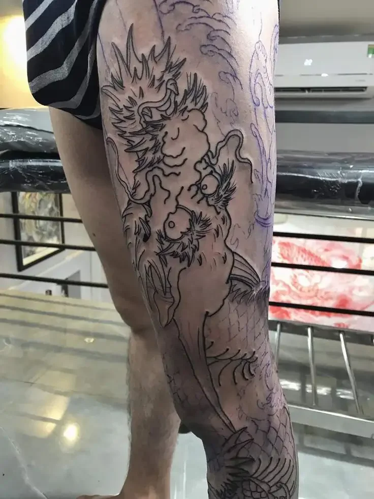 mẫu hình xăm full chân khung