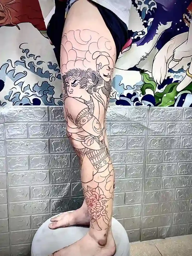 hình xăm full chân khung