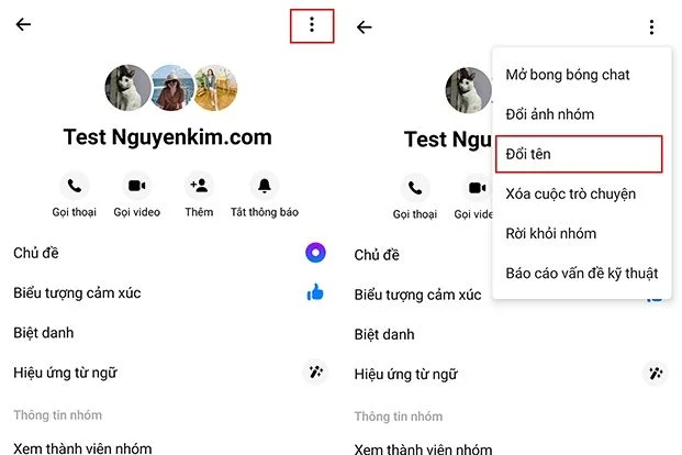 Cách đổi tên nhóm Messenger