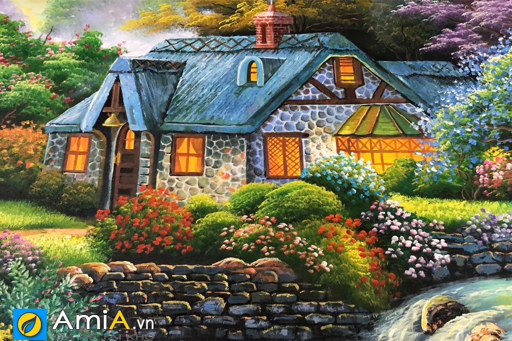Tranh vẽ phong cảnh đẹp Thomas ngôi nhà châu âu AmiA TSD 457 - AmiA - Nội thất đẹp, Giá rẻ tại Kho