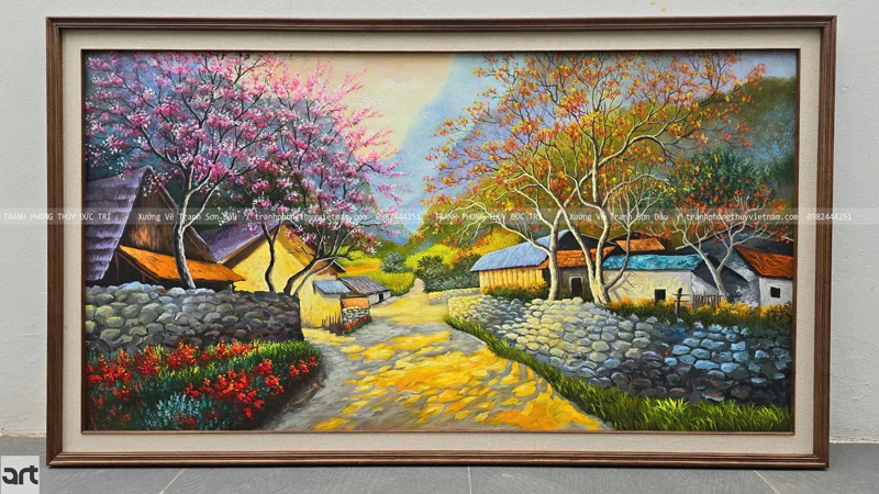 Tranh vẽ phong cảnh vùng cao đẹp bình yên - Tranh Phong Thủy