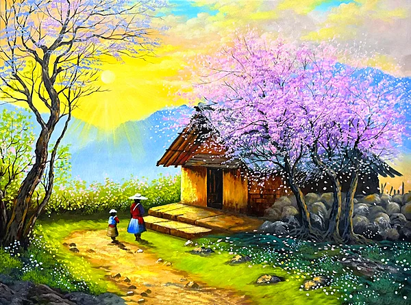 Tranh Sơn Dầu Phong Cảnh Tây Bắc - Tranh Sơn Dầu Văn Chiến