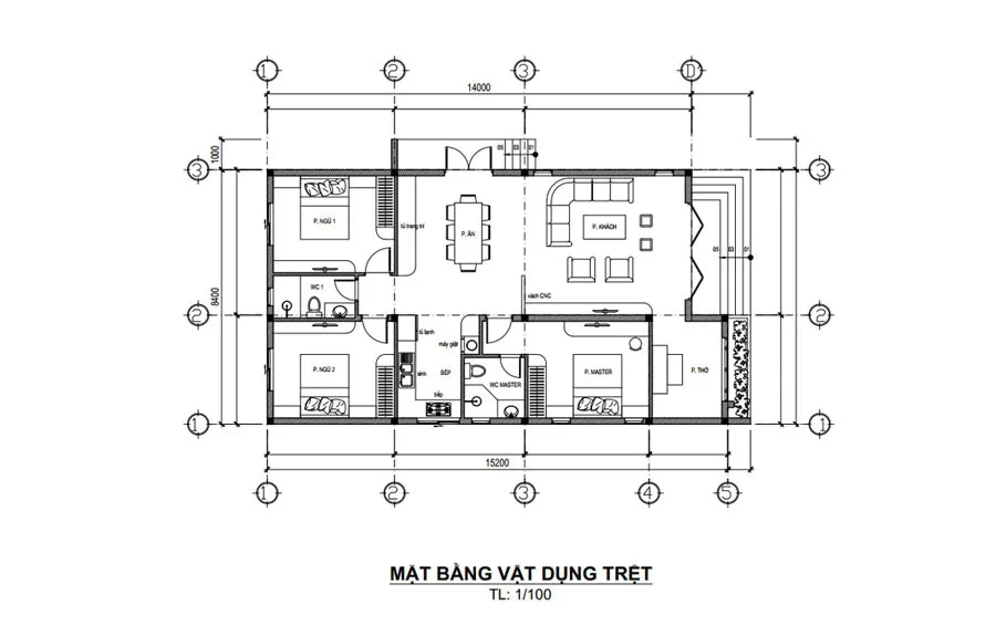Bản vẽ thiết kế nhà cấp 4 mái bằng (Nguồn: Sưu tầm)