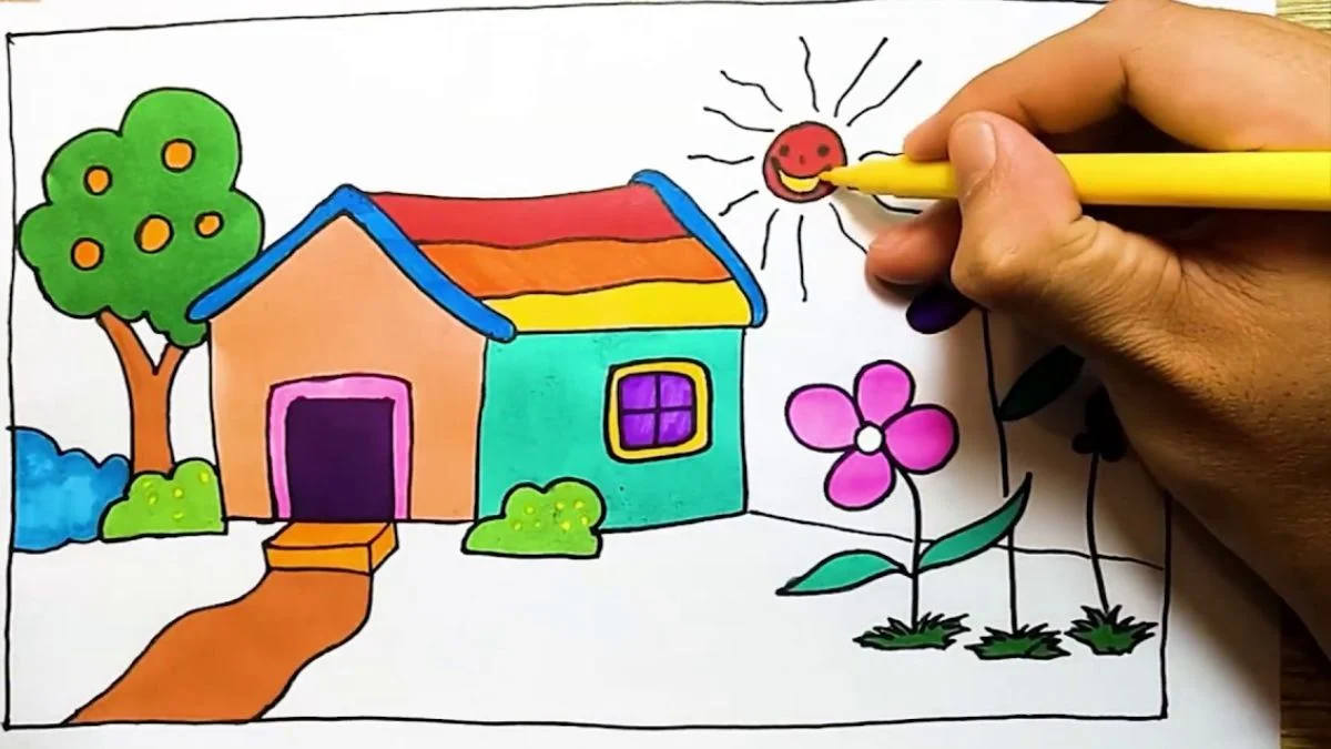 Những lưu ý khi vẽ tranh ngôi nhà mơ ước của em