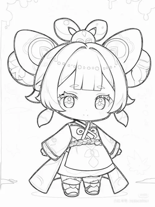Mẫu tranh tô màu anime chibi đầu to thân nhỏ