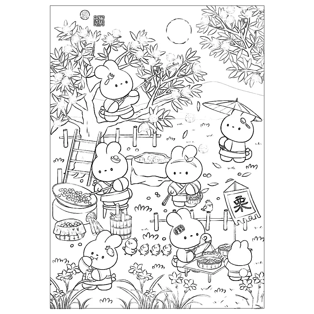 Tranh tô màu "Cute bunnies" bộ 10-30 tranh giấy