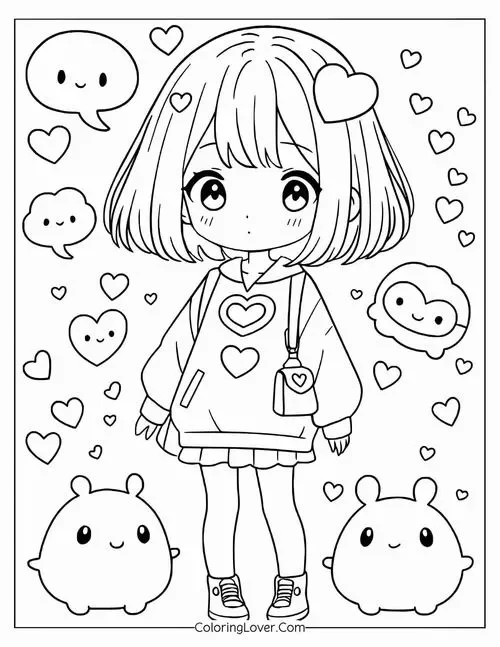 Tờ giấy tô màu anime chibi nét rõ dễ tô