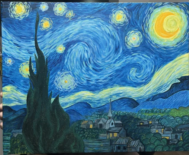 Đêm đầy sao (vẽ lại) : r/painting