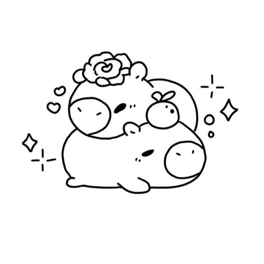 100+ tranh tô màu capybara cute, chibi dễ thương nét đẹp cho bé (2)