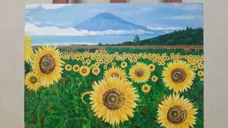 Tranh màu nước hoa hướng dương sống động - hình 3