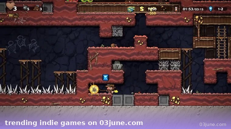 Game indie roguelike platformer pixel hang động đỏ gai nhọn