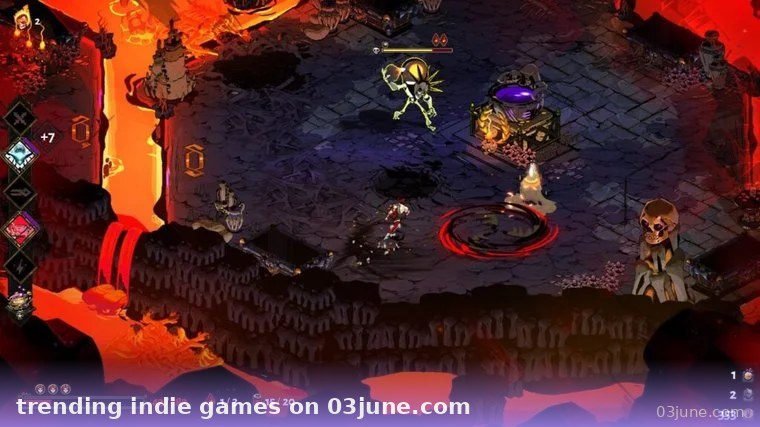 gameplay game indie hành động isometric với dung nham và nhân vật, trending indie games on 03june.com