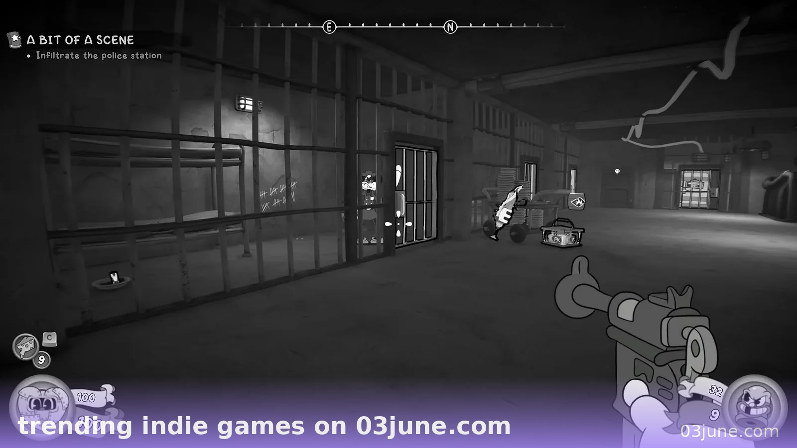 Game indie kinh dị first-person đen trắng trong hành lang tối