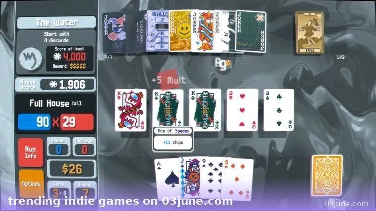 Màn hình chơi game bài chiến thuật với các lá bài được sắp xếp