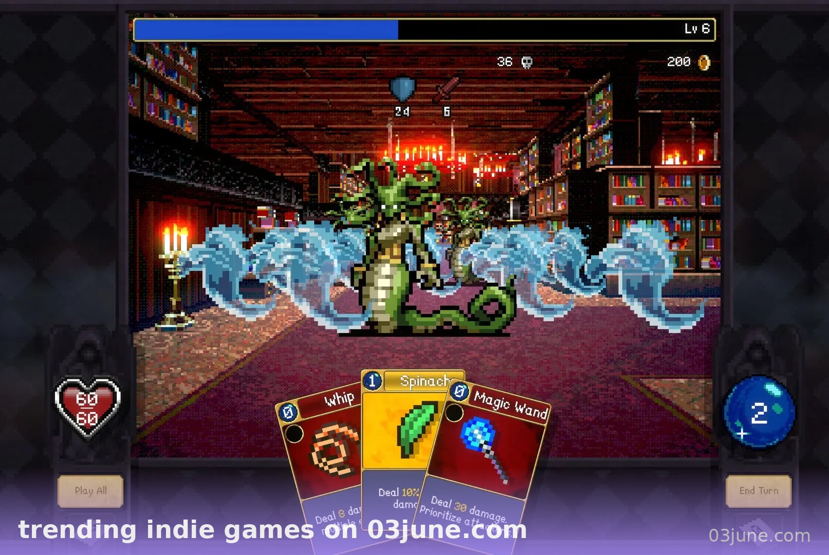 Ảnh chụp màn hình game indie nhập vai đánh bài với quái vật