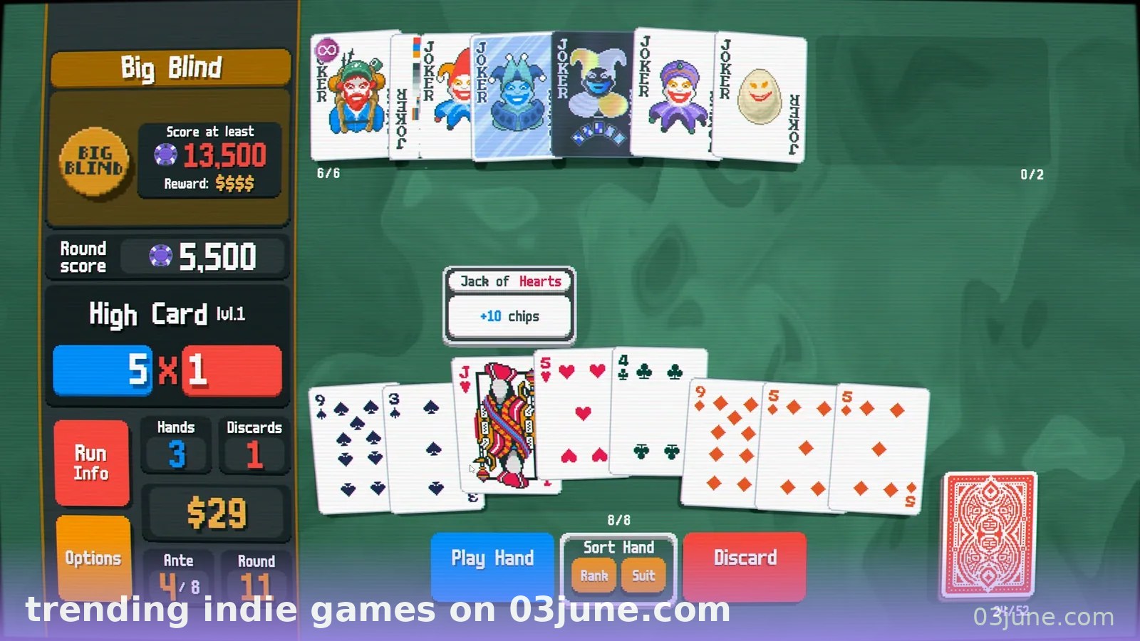 Ván bài trong game indie thể loại roguelike deckbuilder