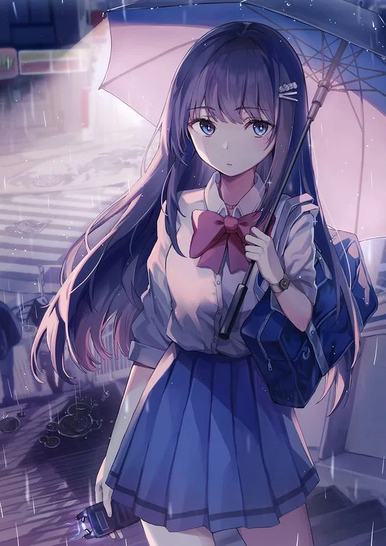 Hình ảnh anime học sinh nữ xinh đẹp.