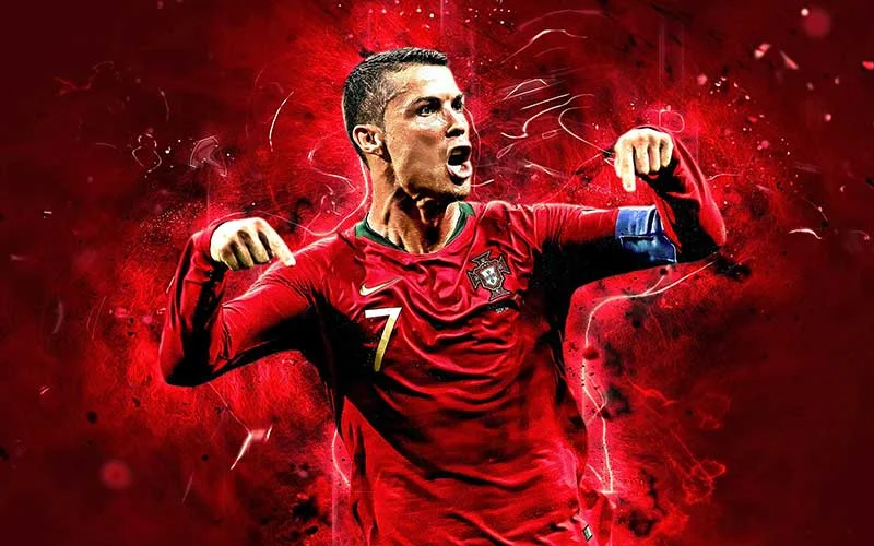 hình ảnh ronaldo hiệu ứng khói lửa đỏ ấn tượng