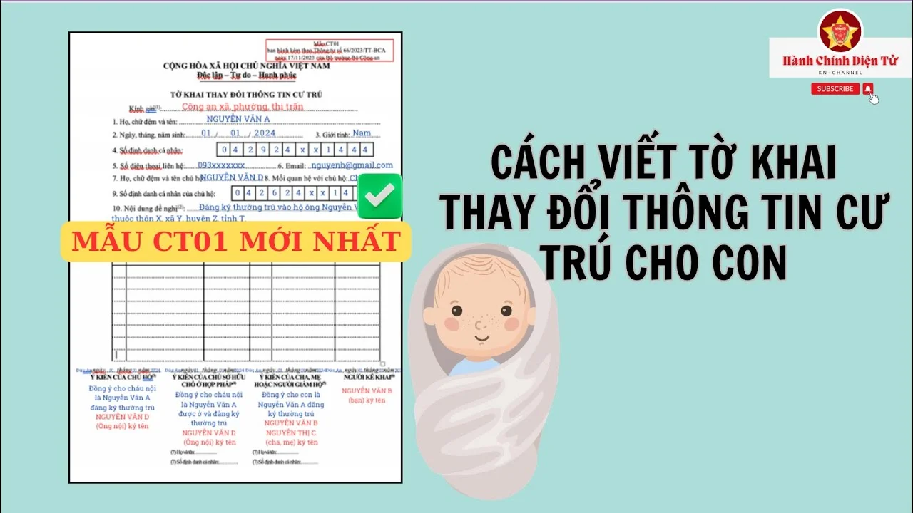 Hướng dẫn điền mẫu CT01 mới nhất để thay đổi thông tin cư trú cho con