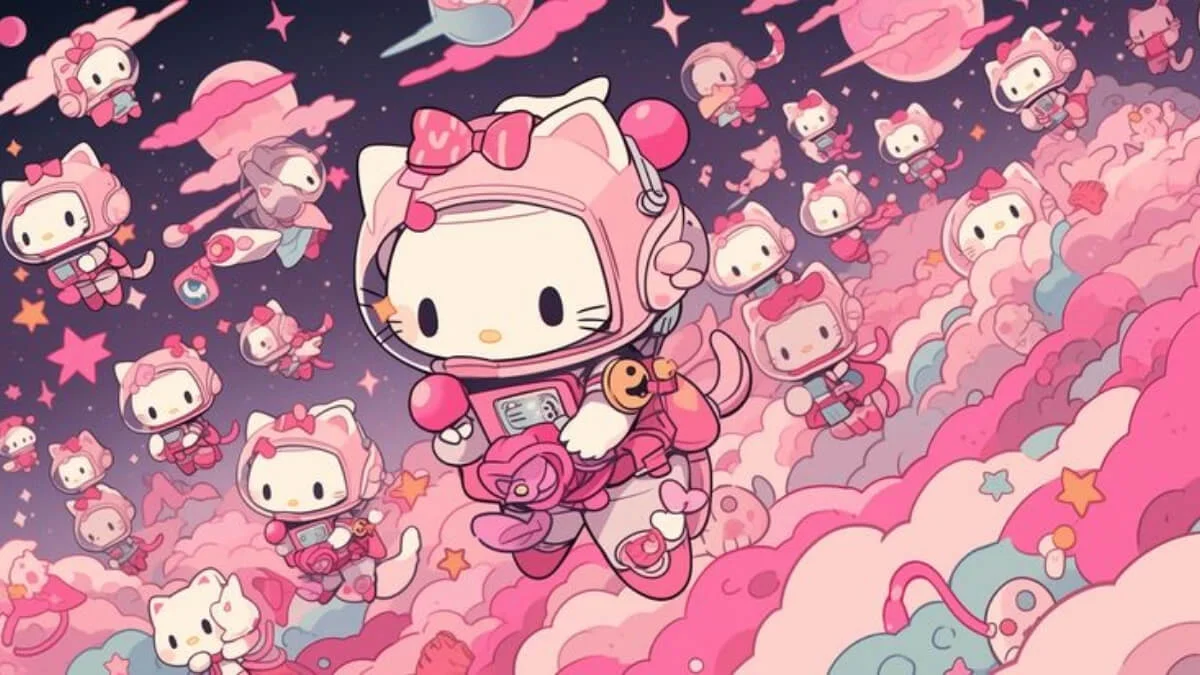 Hình ảnh Hello Kitty cute du hành vũ trụ