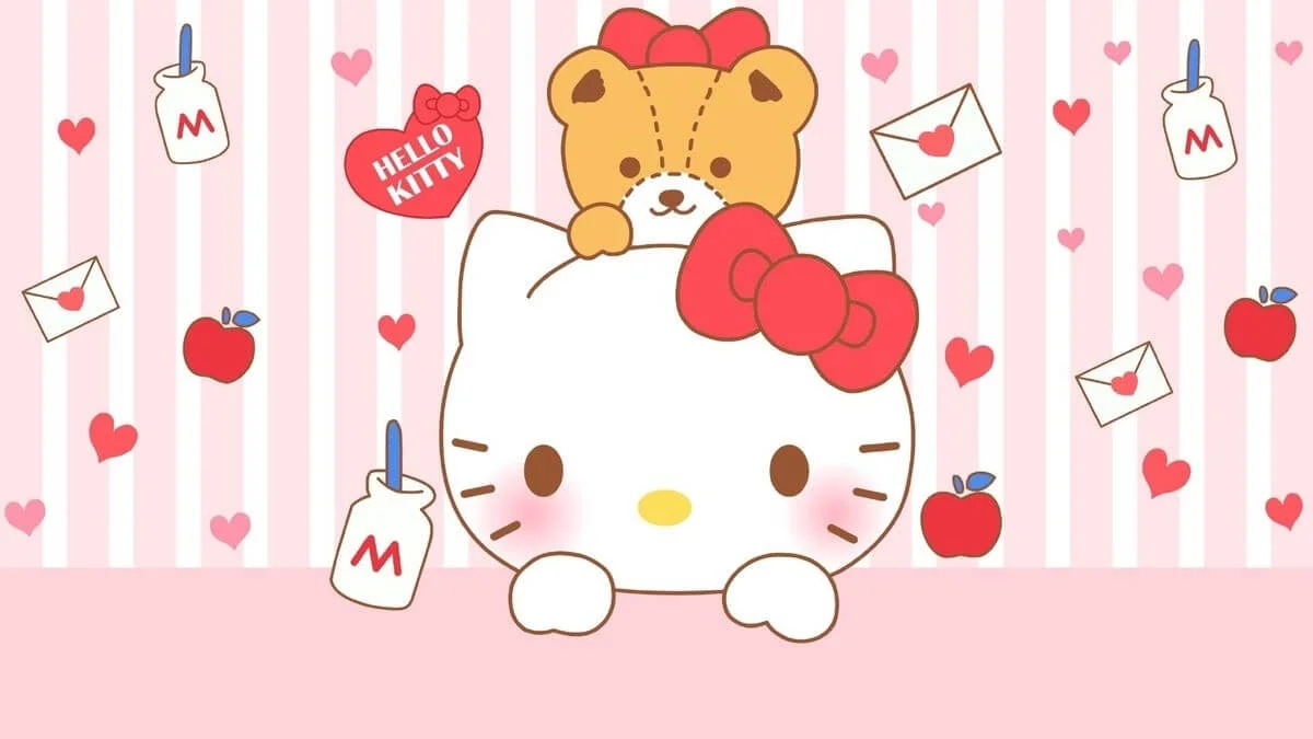 Hello Kitty cute cùng bạn gấu bông