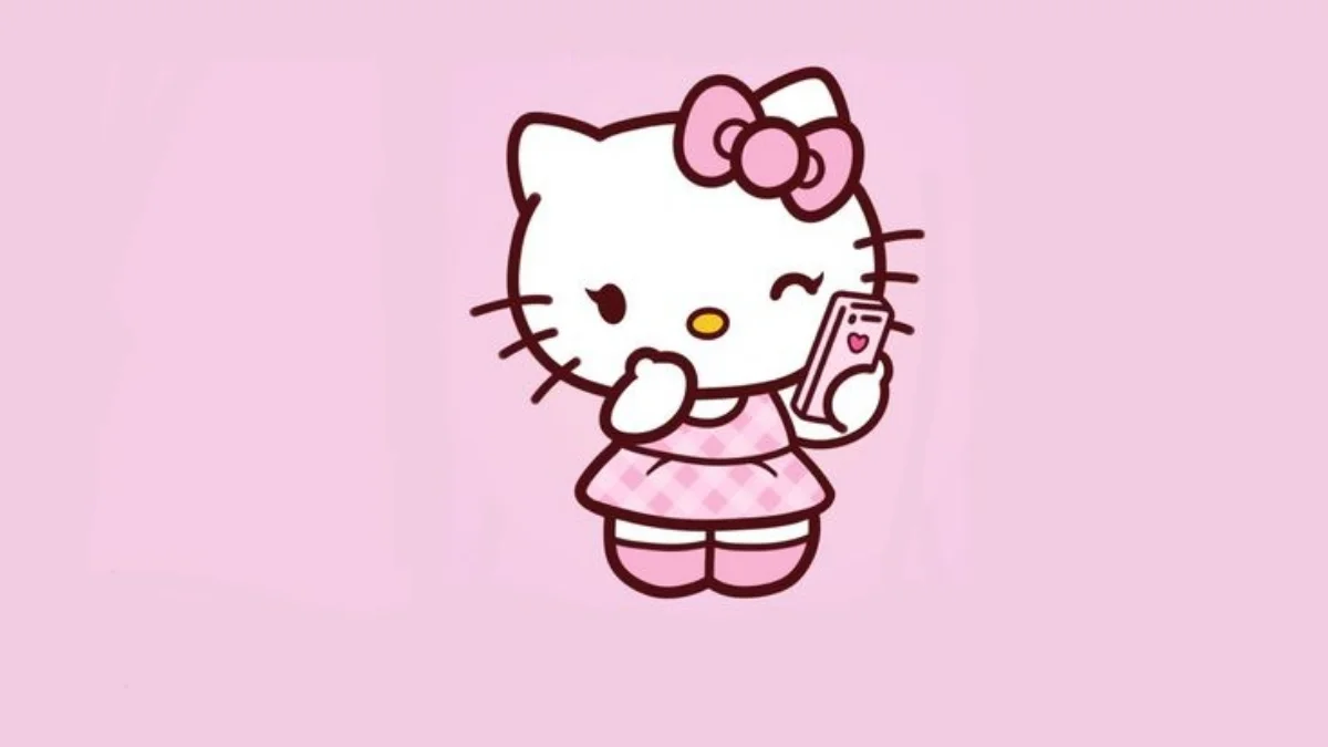 Hình ảnh Hello Kitty cute cầm điện thoại