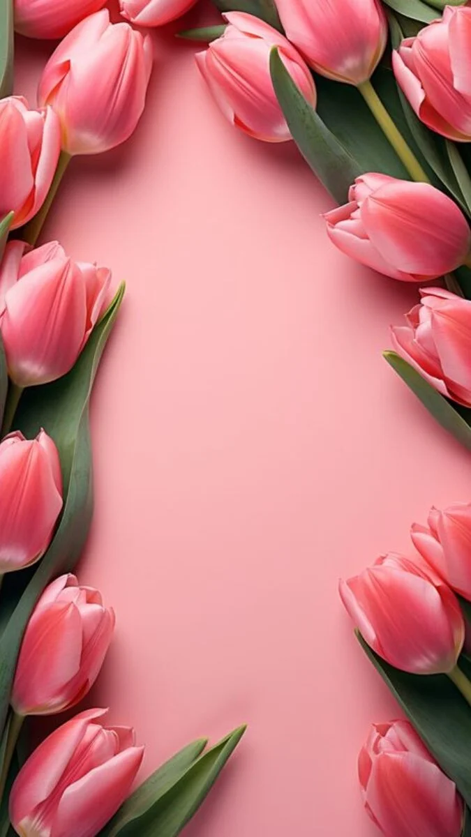 Ảnh nền hoa Tulip màu hồng 3D cho iPhone