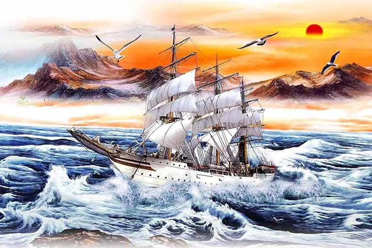 Mẫu tranh thuận buồm xuôi gió đẹp tượng trưng cho sự nghiệp hanh thông và phát tài phát lộc