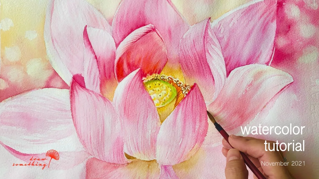 Cách vẽ hoa sen bằng màu nước / How to draw watercolor lotus