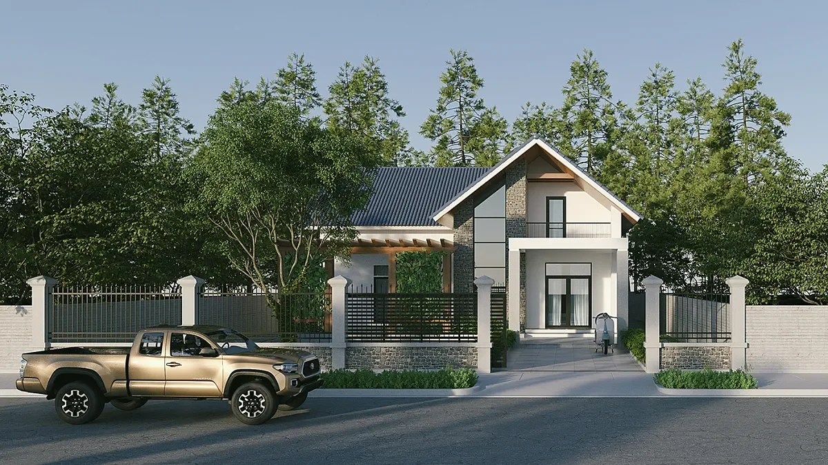 nhà cấp 4 mái thái đẹp ở nông thôn 1