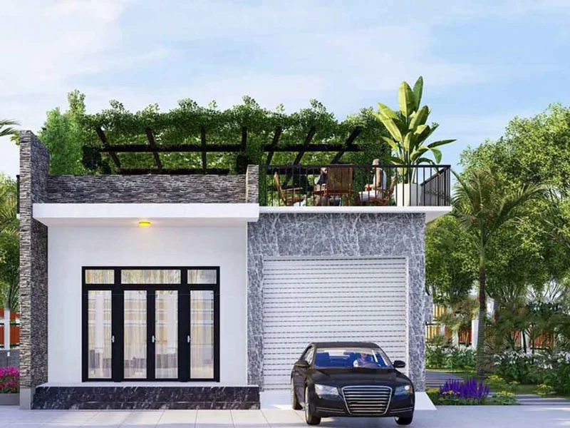 Thiết kế nhà cấp 4 có sân thượng