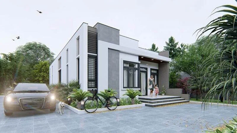 Mẫu nhà cấp 4 ngang 8m đẹp 1