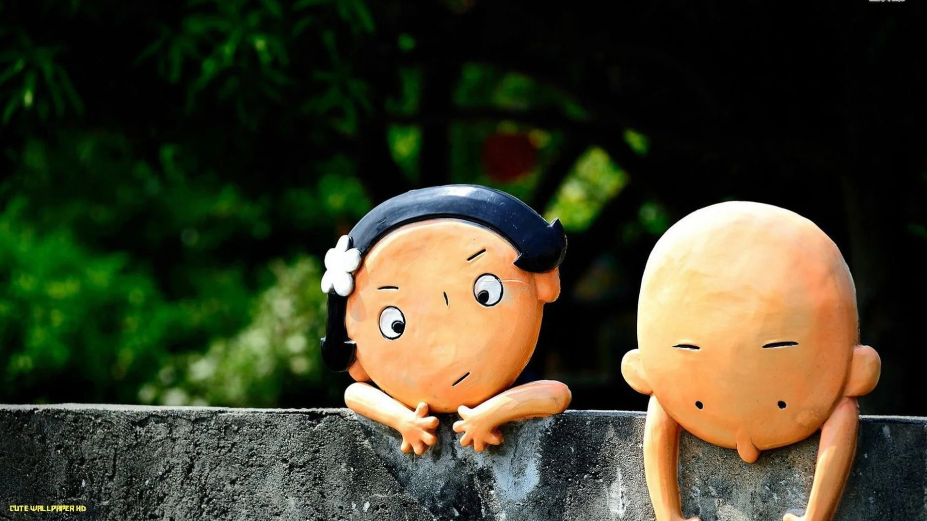 hình nền đẹp cute với hai bức tượng nhân vật hoạt hình ngộ nghĩnh